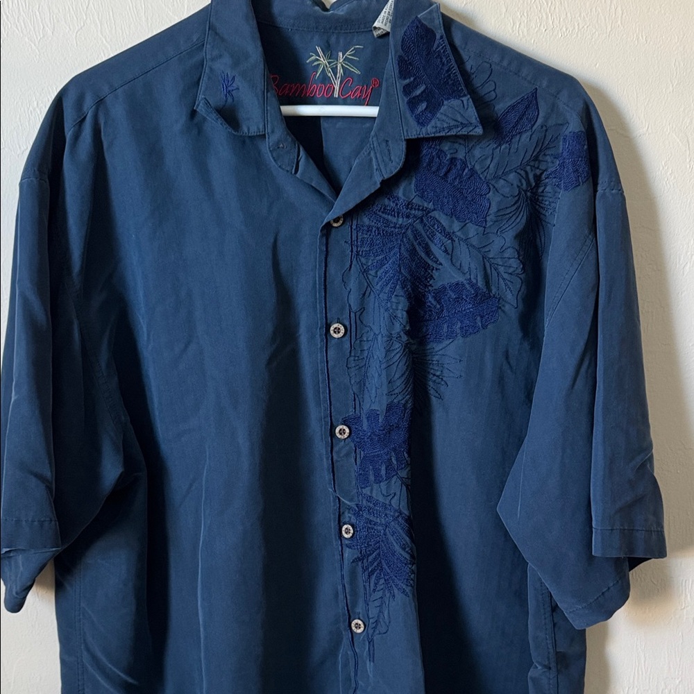 Men's Navy Embroidered Casual Shirt